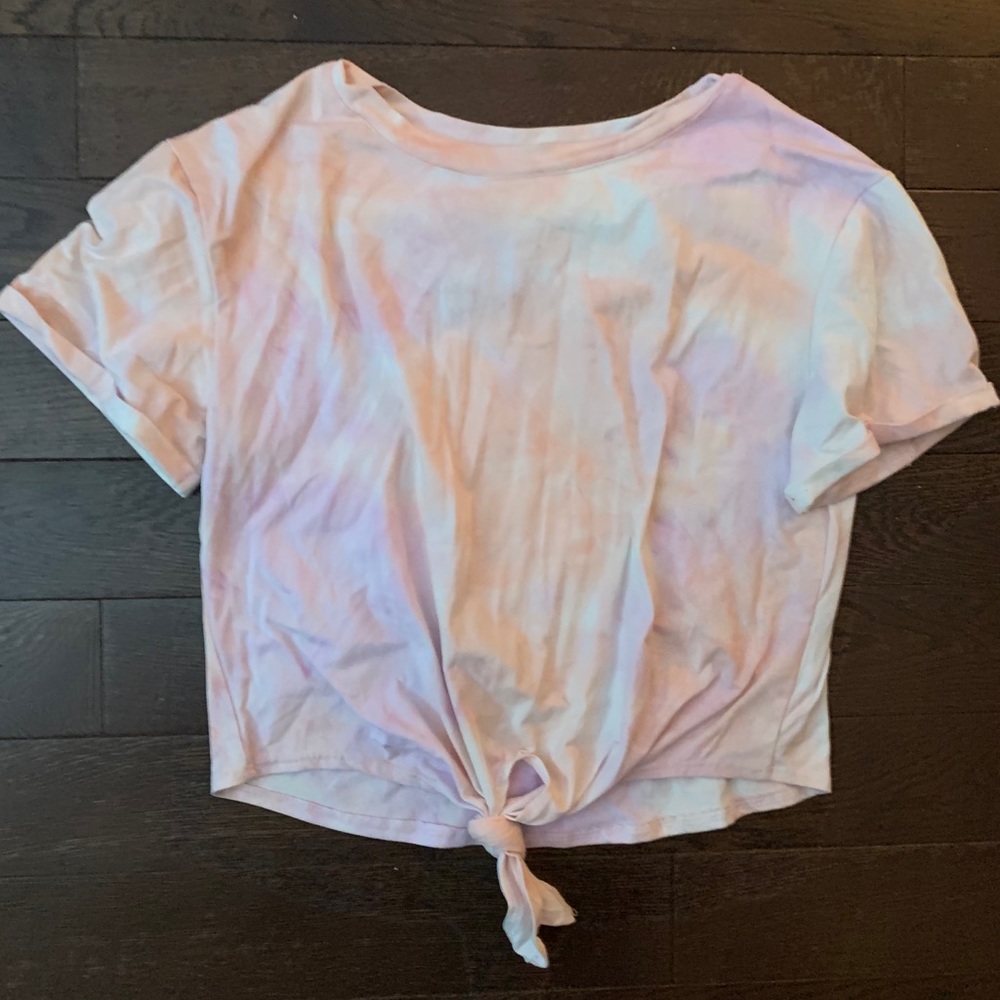 pink tie-dye top with decorative knot